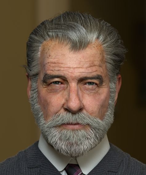 Old Man With Beard, Older Men Haircuts, Old Man Face, Old Man Portrait, Men With Grey Hair, Pierce Brosnan, Face Expressions, Beard No Mustache, Face Men