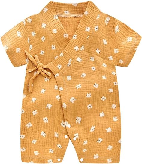 Japanese Pajamas, Perlengkapan Bayi Diy, Summer Onesies, Japanese Baby, Kimono Pajamas, Baby Kimono, Kitchen Clothes, Pajama Romper, Baby Outfits