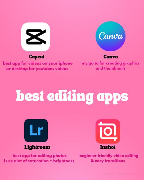 Beauty Blog Post Ideas, Best Editing App, Must Have Apps, Account Ideas, Youtube Account, Creative Apps, Youtube Success, First Youtube Video Ideas, Fun Photoshoot