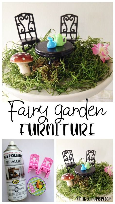 Fairy Garden Furniture Diy, Garden Furniture Diy, Diy Fairy House, Fairy Garden Furniture, Fairy Garden Crafts, Fairy Furniture, Mom Recipes, Amazing Crafts, Diy Wall Shelves