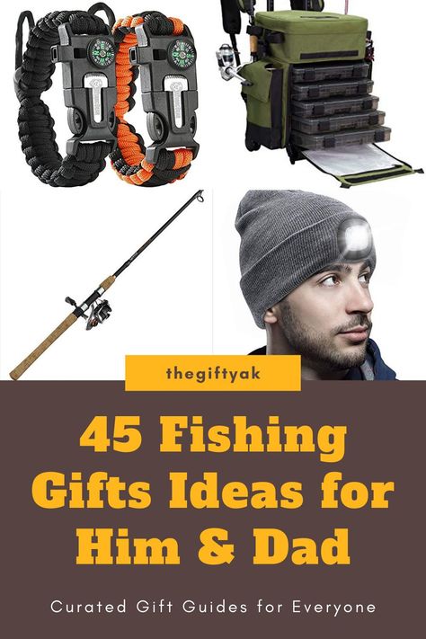 Fishing Gift Ideas for Fisherman. Enjoy the best Fishing Gifts for Him, Fishing Gifts for Boyfriend, Fishing Gifts for Dad and for our little kids get Fishing Gifts for Boys. And DIY Fishing Gifts for the family! #fishinggifts https://thegiftyak.com/gift-ideas/45-unique-fishing-gift-ideas-for-men-that-were-born-to-fish/ Fishing Bag Ideas, Fishing Presents For Boyfriend, Gifts For The Fisherman, Fishing Boyfriend Gifts, Ice Fishing Gifts For Him, Fisherman Gift Ideas, Fishing Gift Basket Ideas, Fishing Basket Ideas, Gifts For Boyfriend Fishing