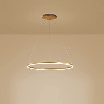 LightInTheBox Modern LED Gold Ring Chandelier, 23.6" Halo Pendant Light Fixture Circle Minimalist Dimmable Hanging Light Metal Acrylic for Living Room Dinning Room Bedroom (Gold) - - Amazon.com Ring Chandelier Modern, Dining Table Lights, Led Hoop Chandelier, Circular Modern Lights, Ring Chandelier Modern Light Bulbs, Led Ring Chandelier, Circular Pendant Light, Circle Chandelier, Ring Chandelier