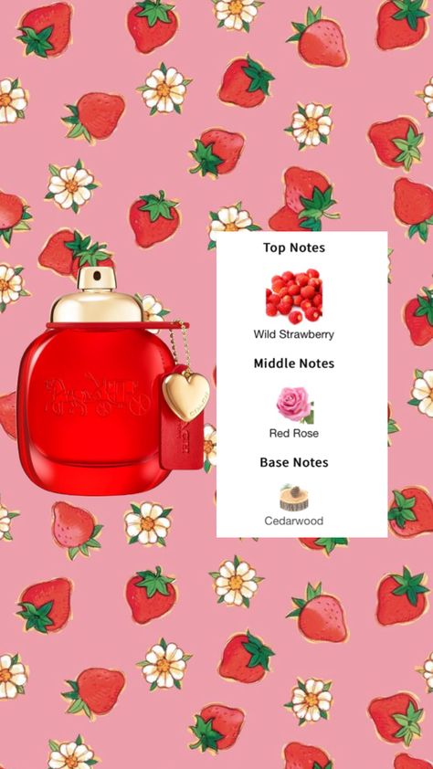 #strawberry #strawberryaesthetic #aesthetic #coquette #strawberrycore #strawberrygirl #strawberryshortcake #perfume #fragrance #beauty #coach #coachlove Fae Face, Strawberry Perfume, Coach Perfume, Red Perfume, Wild Strawberries, Aesthetic Coquette, Perfume Fragrance, Perfume Scents, Personal Hygiene