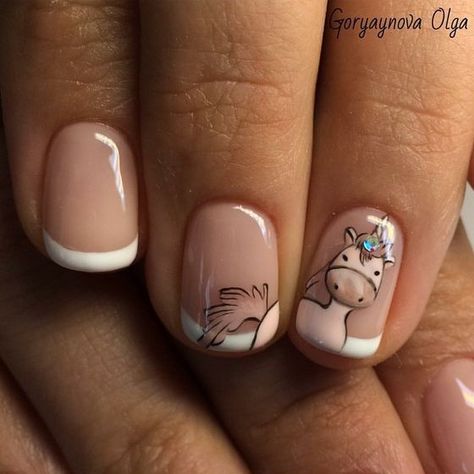 Horse Gel Nails, Horse Nail Art Designs, Horse Nails Designs, Farm Nails, Nails Horse, Biogel Nails, Bff Nails, Horse Nail Art, Rodeo Nails