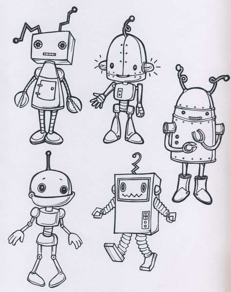 Robots-That's a normal theme for a nursery right? Math Shapes, Robot Drawing, Robot Sketch, Arte Doodle, Character Design Cartoon, Arte Robot, 3d Shapes, Robot Art, Elementary Art