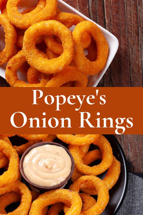 Popeye's Onion Rings Whataburger Onion Rings Recipe, Fried Onion Rings Recipe Homemade, Popeyes Onion Rings Recipe, A&w Onion Rings Recipe, Onion Rings Recipe Easy Fried, Best Onion Rings Recipe, Easy Onion Rings Recipe, Onion Ring Recipes, Battered Onion Rings Recipe