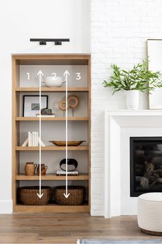 Minimalist Built Ins, Styling Bookshelves Minimalist, Bookshelf Next To Fireplace, Minimalist Shelf Styling, Shelfie Decor, Shelf Styling Living Room, Wall Shelf Ideas, Styling 101, Styling Bookshelves