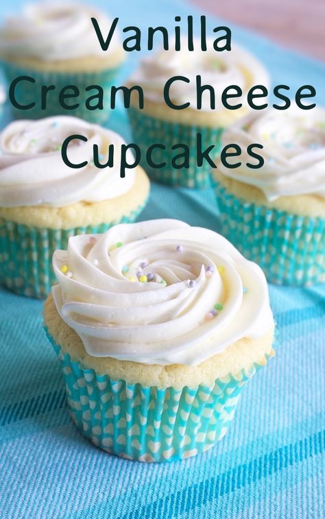 These Vanilla Cream Cheese Cupcakes are extremely soft and moist and they pair great with delicious cream cheese frosting! They also make a smaller batch of cupcakes if you’re just wanting to satisfy your sweet tooth! #cupcakes #vanillcupcakes #vanilla #cupcakerecipe #creamcheese Tooth Cupcakes, Cream Cheese Filled Cupcakes, Recipes Cream Cheese, My Country Table, Homemade Cupcake Recipes, Frosting Cupcakes, Desserts Party, Cheese Cupcake, Cream Cheese Cupcakes