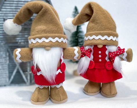 Gingerbread man and lady gnome Tutorial Patti J Good Gnomes, Gnomes Tutorial, Lady Gnome, Gnome Crafts, Gnome Art, Morning Christmas, Gnome Tutorial, Gingerbread Diy, Gingerbread Crafts