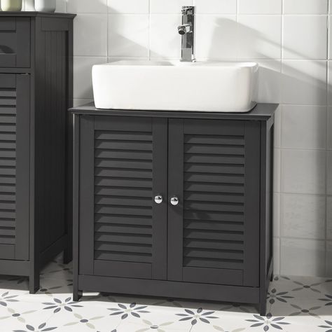 Marlow Home Co. Dotta Engineered Wood Free -standing Under Sink Cabinet & Reviews | Wayfair.co.uk Bathroom Cabinet Under Sink, Under Sink Cabinet Bathroom, Cabinet Under Sink, Under Sink Cupboard, Small Bathroom Cabinets, Bathroom Sink Storage, Under Sink Cabinet, Basin Cabinet, Shower Storage