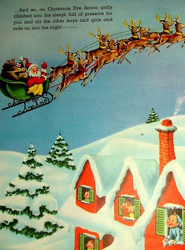 Santa's Busy Day: Vintage Children's Christmas Book by cwalsh415, via Flickr Natal, Old Fashioned Christmas, Images Noêl Vintages, Vintage Holiday Cards, Illustration Noel, Vintage Christmas Images, Childrens Christmas, Old Christmas, Christmas Night