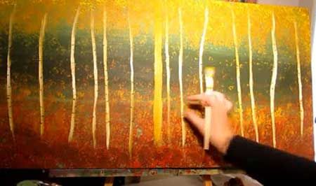 Aspen Painting Acrylic, Paint Aspen Trees, Paint Tricks, Aspen Trees Painting, Learn Acrylic Painting, Paint Pictures, Oil Painting Lessons, Art Demo, Paint Night