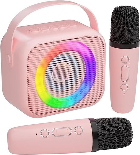 Karaoke Machine for Kids with 2 Wireless Microphones Wireless Karaoke Microphone, Mini Speaker Bluetooth, Kids Karaoke Machine, Kids Microphone, Karaoke Speaker, Music Speaker, Karaoke Machine, Speaker Bluetooth, Colorful Lights