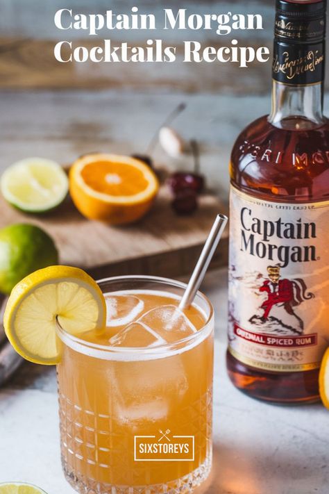 Captain Morgan Cocktails Recipe Drinks With Captain Morgan, Captain Morgan Cocktails, Captain Morgan Drinks, Easy Refreshing Drinks, Apple Drinks, Beer Pairing, Captain Morgan, Cocktail Recipes Easy, Tropical Escape