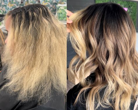 Before and after of a reverse balayage. Reverse Balayage, Hair Creations, Balayage Hair, Hair Extensions, Balayage, Braids, Hair Color, Photo And Video, Instagram Photo