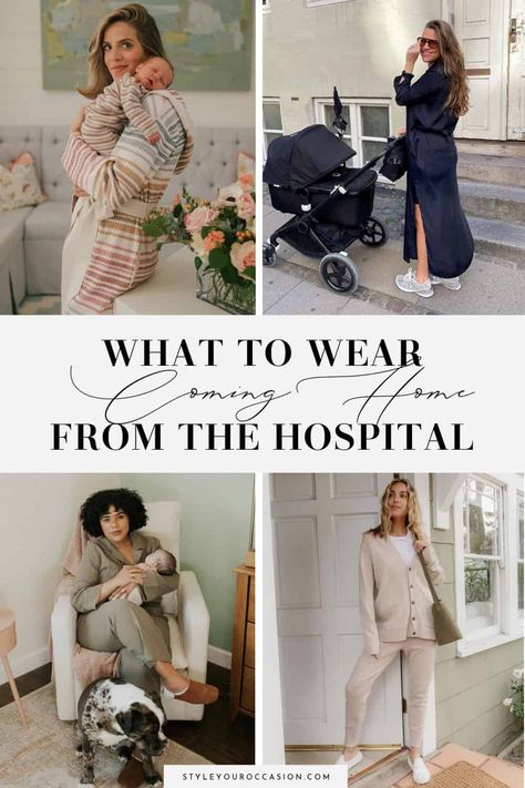 Looking for a cute and comfy going home outfit for mom after delivery? These 9 coming home outfit for mom after birth ideas are not only practical, but stylish too. See outfits for summer, winter, spring, and fall! And, many can be worn as a hospital outfit for mom too! These mom going home outfit ideas are good for a c section or natural birth, and make great gift ideas if you want to spoil the mom-to-be! Outfit For Hospital Maternity Mom, Mom And Me Hospital Outfit, Mother Going Home Outfit, Post Birth Hospital Outfit, Coming Home Outfit For Mom After Birth Fall, Comfy Going Home Outfit For Mom, Outfits To Leave Hospital For Mom, Mama Hospital Outfit, Leaving The Hospital Outfit For Mom Coming Home