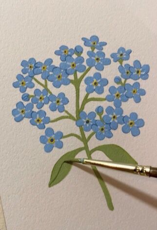 Simple painting of blue flowers pinterest suggested but never took me to the actual post 😭😄 Small Blue Flowers Painting, Easy Blue Flower Painting, Cute Simple Flower Paintings, Blue Aesthetic Painting Ideas Easy, Easy Hand Painted Flowers, Small Painted Flowers Simple, Blue Flower Painting Acrylic Easy, Blue Painting Ideas Easy, Easy Painted Flowers