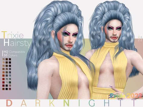 Brushing Hair Pose, Drag Dresses, Brushing Hair, Drag Wigs, Drag Make-up, Printed Silk Skirt, Sims 4 Anime, Designer Bra, Summer Dress Patterns