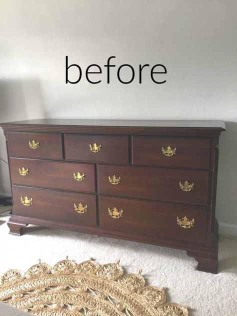 Fusion Mineral Paint Dresser, Wood Dresser Makeover, Cherry Wood Bedroom Furniture, Wood Dressers Makeover, Cherry Wood Bedroom, Dark Wood Dresser, Cherry Bedroom Furniture, Dresser Makeovers, Cherry Wood Furniture