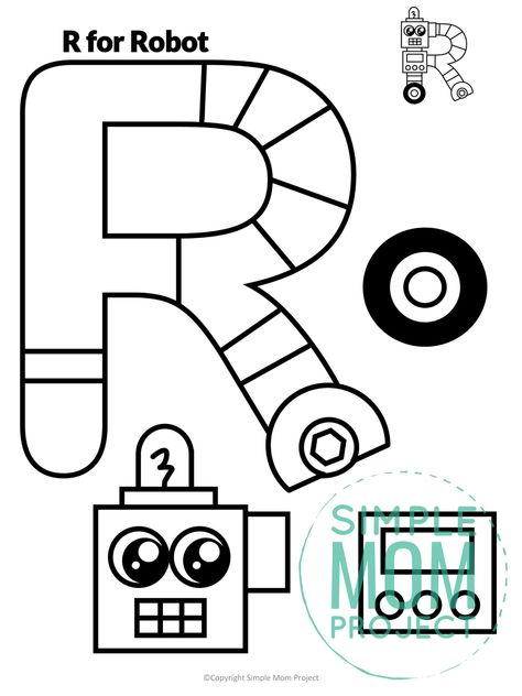 Are you looking for a fun and creative way to teach the alphabet uppercase letter R? Use this fun preschool free printable letter R for Robot learning craft activities. Grab other things that start with the letter R, like a rainbow coloring sheet, a rocket toy, a rooster or rabbit stuffed animal as you make this easy letter K craft. Your kindergarten students will also love making this fun printable letter R is for robot craft. R Is For Robot Craft, R Is For Craft, R Crafts For Preschool, R Is For, Letter R Crafts For Preschoolers, Letter R Craft, R Is For Robot, Robot Template, R Is For Rabbit