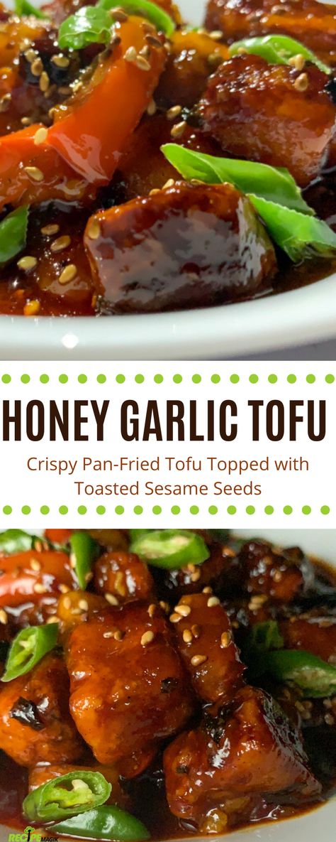 Honey Sesame Tofu Recipes, Tofu Honey Garlic Soy Sauce, Pan Fried Sesame Garlic Tofu, Tofu Garlic Sauce, Honey Soy Tofu, Tofu Recipes Honey Garlic, Honey Tofu Recipes, Tofu Glaze Recipes, Honey Lemon Tofu Recipe