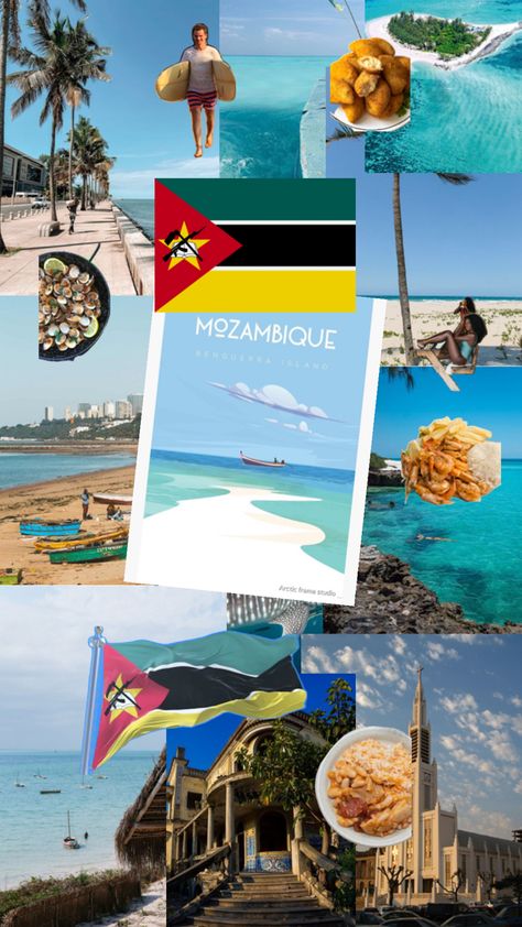 #collage #aesthetic #travel #culture #country #Mozambique #Africa #viralpost #MozambiqueFood Mozambique Aesthetic, Mozambique Africa, Top Places To Travel, Travel Culture, Travel Inspiration Destinations, Maputo, Aesthetic Travel, African Countries, Travel Board