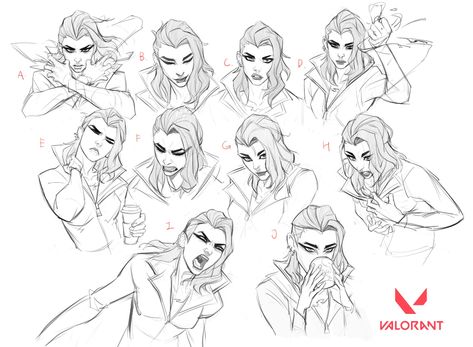 Valorant Sketch, Tb Choi, Facial Expressions Drawing, Angry Expression, Expression Sheet, Woman Character, Reference Pose, Drawing Face Expressions, Face Drawing Reference