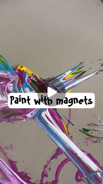 @creativemindz_australia on Instagram: "This is an absolute must try activity!   You will need some cardboard paper clips (or other small magnetic objects), paint (ours are from @kmartaus and a magnet and you are ready to go!   Drag the paper clip through the paint to get beautiful designs 🤩  Our @rudienudie_designs jumbo mat was perfect to protect our floors from any unwanted paint 🎉  Do you allow paint in your house?   #kidsactivities #kids #kidsofinstagram #learningthroughplay #preschool #kidsfashion #earlylearning #montessori #kidscrafts #children #fun #preschoolactivities #toddleractivities #homeschool #parenting #homeschooling #sensoryplay #playbasedlearning #learning #education #activitiesforkids #play #kidsart #kidsfun #momlife #kindergarten #montessoriathome #playmatters #kidspl Art Eyfs Activities, Magnet Art Projects For Kids, Magnet Activities For Preschool, Magnet Painting Ideas, Magnet Activities For Kids, Magnet Crafts For Kids, Magnets Activities, Tuff Table, Magnet Painting