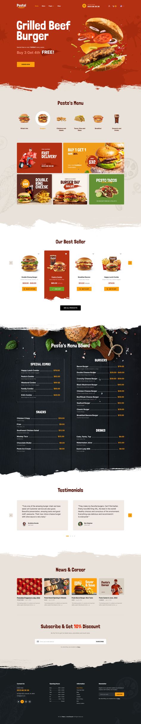 Food Delivery Website, Food Website Design, Burger Specials, Restaurant Website Design, Food Web Design, Restaurant Web, Modern Restaurant Design, Website Layouts, Burger Food