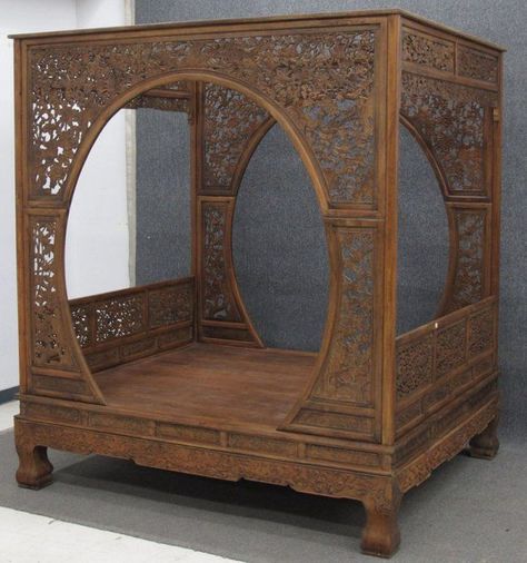 Chinese Bed, Wooden Canopy Bed, Wedding Bed, Antique Chinese Furniture, Asian Furniture, Chinese Furniture, Grand Homes, Chinese Wedding, Wooden Bed