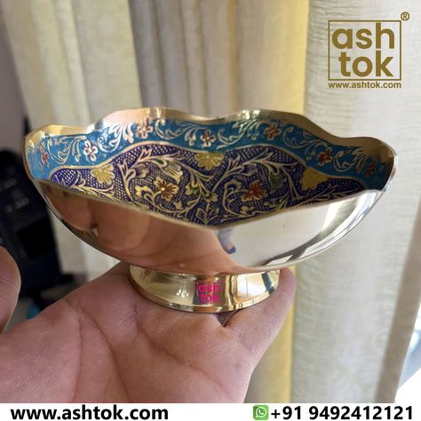 Gift Items | Turkish Bowl | Decorative Bowl | Brass Bowl | Serveware | Fruit Bowl | Ashtok Mouth Freshener, Brass Bowl, Copper Decor, Peacock Pattern, Dry Fruits, The Peacock, Diwali Gifts, Peacock Design, Decorative Bowl