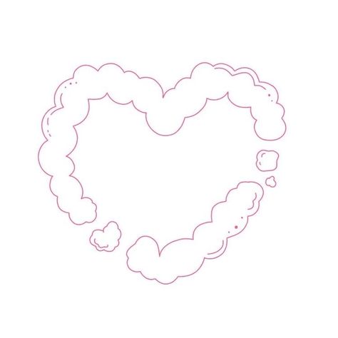 Cute Love Mini Drawings, Heart Cloud Drawing, Cloud Heart Tattoo, Pink Cloud Tattoo, Heart Frame Png, Cloud Outline, Bubble Heart, Cute Tiny Tattoos, Heart Outline