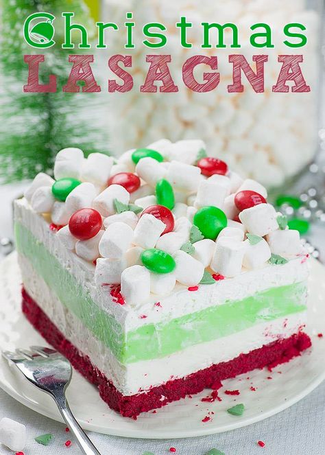 Christmas Lasagna | Layered Christmas Dessert Recipe With Peppermint Red Velvet Shortbread Cookies, Christmas Lasagna, Shortbread Cookie Crust, Christmas Dessert Recipes, Simple Desserts, Christmas Cheesecake, Chocolate Shortbread Cookies, Peppermint Cheesecake, Layered Dessert