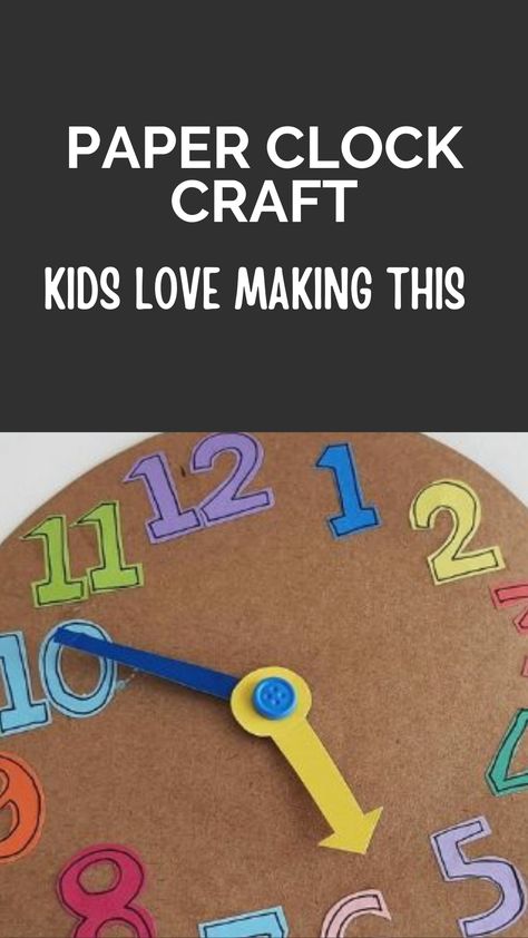 This clock is so much fun for kids to make and this paper clock craft is great for teaching time. Paper Clock, Home Day Care, Make A Clock, Clock Craft, Family Child Care, Lego Craft, Teaching Time, Clock For Kids, Home Daycare