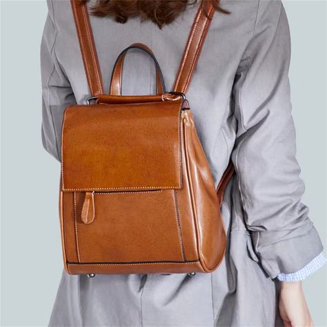 Simple Light Brown Leather Backpack, Minimalist Design, Leather Backpack Women, Genuine Leather Bag, Backapck With Zipper, Large Capacity  This bag is suitable for every occasion and will always be perfectly match your stylish look. Made with all our love, this bag will surely become your everyday companion no matter what destination you choose: going to work or on a worldwide trip.  ➤ DESIGN: Bag consists of: -Metal zipper;  -Small intercalation; -Genuine leather. ➤ MATERIAL: The crucial part t Backpack Preppy, Leather Travel Backpack, Small Backpack Purse, Travel Backpacks, Leather Laptop Backpack, Minimalist Backpack, Brown Leather Backpack, Vintage Backpacks, Leather Rucksack