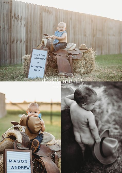 6 Month Cowboy Pictures, 1st Rodeo Pictures, Western 1 Year Photos, 1st Rodeo Birthday Pictures, Western 6 Month Baby Picture Ideas, 6 Month Cowboy Photoshoot, First Birthday Cowboy Pictures, Cowboy 1st Birthday Photoshoot, Cowboy One Year Photoshoot