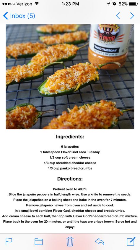 Flavor God taco Tuesday jalapeño poppers Flavor God Recipes, E2m Meals, Flavorgod Recipes, Flavor God, Salt Free Recipes, Jalapeño Poppers, Easy Delicious Recipes, Party Food Appetizers, Taco Tuesday