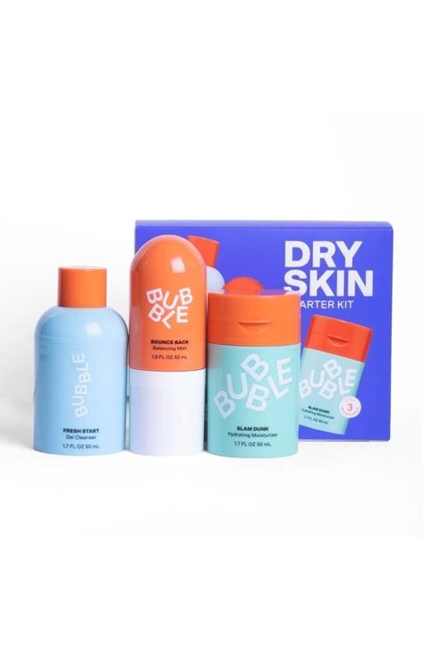 Bubble Skincare 3-Step Hydrating Routine Bundle, for Normal to Dry Skin, Unisex,. Skin Care Bundles Ideas, Skincare Products Bubble, Bubble Dry Skin, Bubble Skincare Set, Kids Skin Care Routine, Bubble Skincare For Kids, Skin Care Stuff, Bubble Skin Care, Skincare Dry Skin