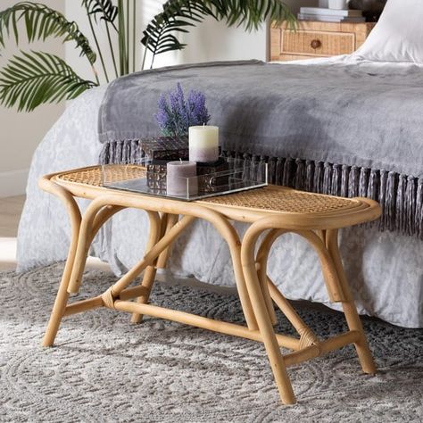 Septa Modern Bohemian Natural Brown Rattan Accent Bench - Bed Bath & Beyond - 38210135 Rattan Bench, Contemporary Bench, Accent Bench, Bed Bench, Furniture Outlet Stores, Modern Bohemian, Living Room Seating, Natural Brown, Indoor Furniture