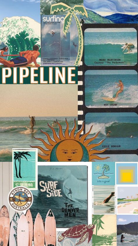 Beachy Wallpapers, Surfing Aesthetic, Coastal Vintage, Beach Wall Collage, Surf Poster, Beach Wallpaper, Photo Wall Collage, Summer Wallpaper, Surfs Up