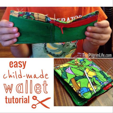 Child-Made Wallet Tutorial - This Pilgrim Life Tela, Sewing Gifts For Kids, Diy Wallet Easy, Wallet Pattern Free, Sewing Machine Beginner, Pilgrim Life, Wallets For Boys, Simple Sewing Tutorial, Wallet Sewing Pattern