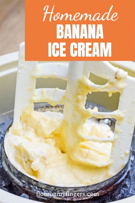 How to make the best homemade banana ice cream, one of my family’s favorite summer recipes. Easy to make and perfect for an ice cream social. Homemade Banana Ice Cream, Homemade Ice Cream Maker, Homemade Ice Cream Recipes Machine, Banana Ice Cream Recipe, Ice Cream Recipes Machine, Easy Homemade Ice Cream, Custard Ice Cream, Old Fashioned Ice Cream, Easy Ice Cream Recipe