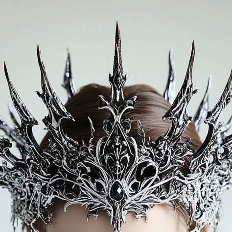 Aliberk Senbas on Instagram: "BLACK DIAMOND CROWN - Rule the night with our Black Diamond Crown. 🖤💎 This exquisite crown features striking black diamonds set in an intricate design, blending regal elegance with a touch of gothic allure. Perfect for fantasy events, gothic gatherings, or making a dramatic statement at any special occasion. Embrace your inner royalty and let your style shine with the Black Diamond Crown. #BlackDiamondCrown #GothicElegance #RegalStyle #BoldFashion #royalbeauty 

FORM IS INFINITE ♾

#formzee #fashion #aifashion #design #future #futuristicart #neogothic #gothic #mysterious #organic #organicdesign #futuristic #dark #beautiful #style #artist #art #fashiondesigner #instafashion #midjourney #ai #stablediffusion #clothing #fashionstyle #designerfashion" Black Crown Aesthetic Queen, Fantasy Crown Design, Dark Fantasy Crown, Fantasy Crowns, Royalty Crown, Fantasy Crown, Crown Aesthetic, Style Artist, Regal Elegance