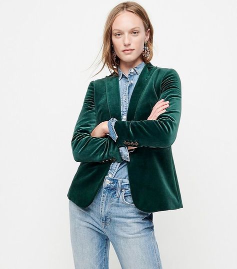 Velvet Blazer Outfit, Old Forest, Green Velvet Blazer, Green Blazer, Crew Clothing, Activewear Sets, Velvet Blazer, Womens Blazers, Blazer Outfits