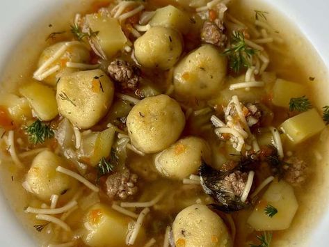 Potato Dumplings Recipe - Whisk Soup With Potato Dumplings, Potato Dumplings For Soup, Potato Soup Dumplings, Potatoe Dumpling Soup, Potatoe Dumpling, Potatoe Dumplings, Potato Dumplings German, Potato Dumpling Soup, Potato Dumplings Recipe