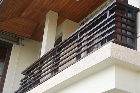 Timber Hand rails by adeptasia, via Flickr Modern Iron Railings Outdoor, Steel Railing Design Balconies Modern, Balcony Railing Design Modern, Reling Design, Exterior Stair Railing, Steel Grill Design, Beige Nail, Design Balcony, Balcony Glass Design