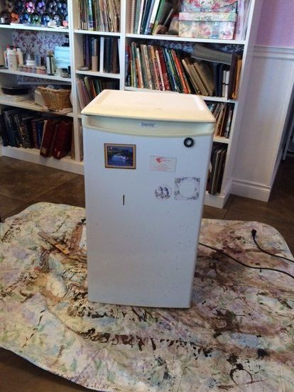 how to hide an ugly or used to be ugly fridge in plain site, appliances, how to Ugly Fridge, Hidden Fridge, Mini Fridge Cabinet, Old Fridge, Fridge Makeover, Upcycle Chair, Upcycle Storage, Small Fridge, White Fridges