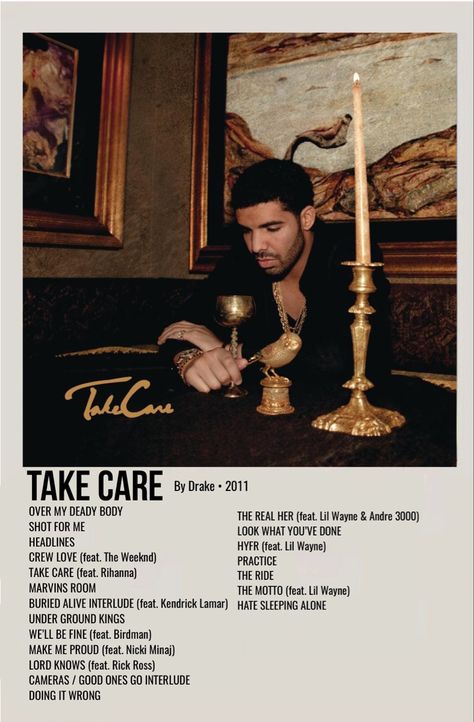 minimal polaroid album cover poster for take care by drake Drake Take Care Album, Drake Poster, Drake Album Cover, Drakes Album, Rap Album Covers, Minimalist Music, Music Poster Ideas, Vintage Music Posters, Cool Album Covers