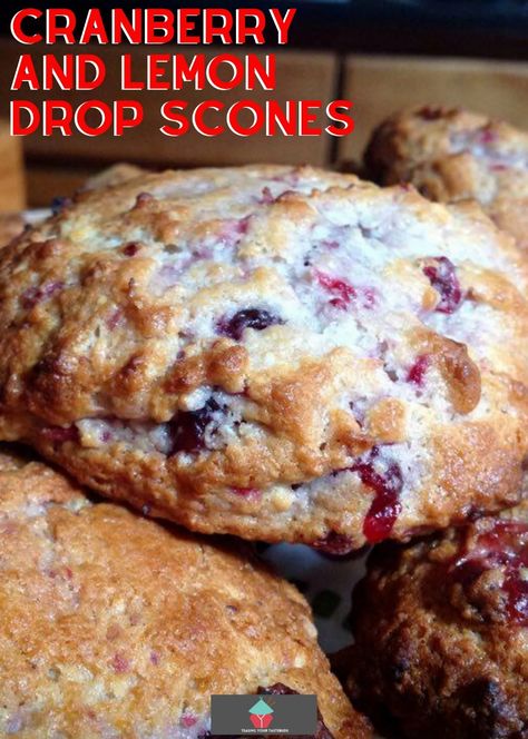 Cranberry and Lemon Drop Scones. These are wonderful little scones using left over cranberry sauce. They're great tasting, soft and moist. Delicious served warm or cold with a spread of butter! Only take minutes to make and incredibly easy! Lemon Cranberry Muffins, Gifts In Jars, Drop Scones, Baking Breads, Cranberry Scones, Chocolate Scones, Lemon Muffins, Apple Sauce, Buttery Cookies