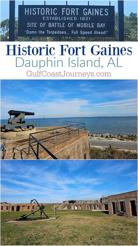 What you need to know to have a great visit to Historic Fort Gaines on Dauphin Island, Alabama including photos, history, and travel tips. Dauphin Island Alabama, Gulf Coast Vacations, Alabama Vacation, Dauphin Island, Fort Morgan, Pier Fishing, Orange Beach, Gulf Of Mexico, Group Tours